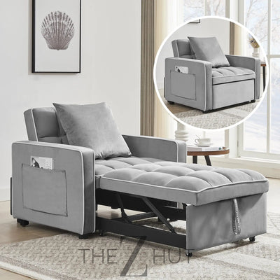 3 in 1 Convertible Sleeper Sofa Bed, Futon Couches for Living Room with Side Pocket | Adjustable Backrest| Velvet Fabric | Pull Out Couch | Loveseat | Sectional Sofa Bed(Black) THE Z HUT