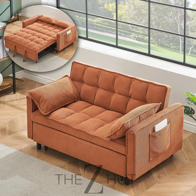 3 in 1 Convertible Sleeper Sofa Bed, Futon Couches for Living Room with Side Pocket | Adjustable Backrest| Velvet Fabric | Pull Out Couch | Loveseat | Sectional Sofa Bed(Black) THE Z HUT