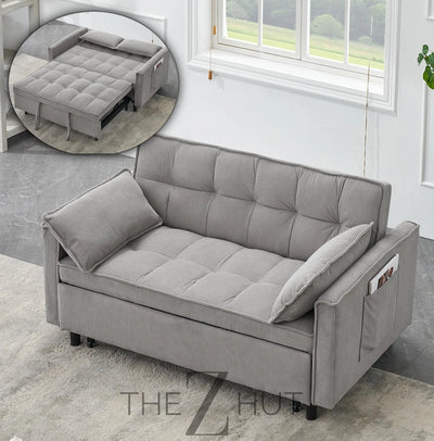 3 in 1 Convertible Sleeper Sofa Bed, Futon Couches for Living Room with Side Pocket | Adjustable Backrest| Velvet Fabric | Pull Out Couch | Loveseat | Sectional Sofa Bed(Black) THE Z HUT
