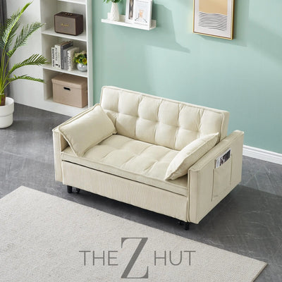 3 in 1 Convertible Sleeper Sofa Bed, Futon Couches for Living Room with Side Pocket | Adjustable Backrest| Velvet Fabric | Pull Out Couch | Loveseat | Sectional Sofa Bed(Black) THE Z HUT