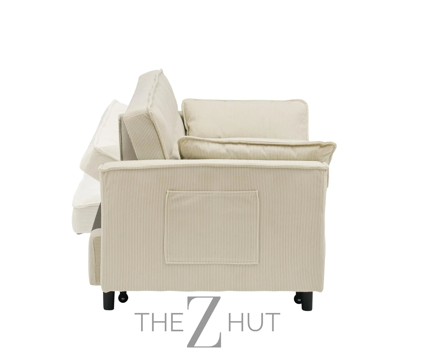 3 in 1 Convertible Sleeper Sofa Bed, Futon Couches for Living Room with Side Pocket | Adjustable Backrest| Velvet Fabric | Pull Out Couch | Loveseat | Sectional Sofa Bed(Black) THE Z HUT