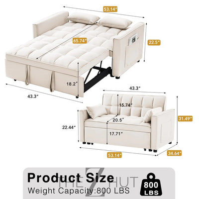 3 in 1 Convertible Sleeper Sofa Bed, Futon Couches for Living Room with Side Pocket | Adjustable Backrest| Velvet Fabric | Pull Out Couch | Loveseat | Sectional Sofa Bed(Black) THE Z HUT