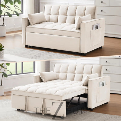 3 in 1 Convertible Sleeper Sofa Bed, Futon Couches for Living Room with Side Pocket | Adjustable Backrest| Velvet Fabric | Pull Out Couch | Loveseat | Sectional Sofa Bed(Black) THE Z HUT