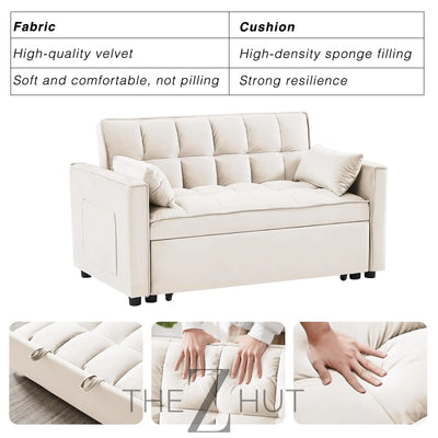 3 in 1 Convertible Sleeper Sofa Bed, Futon Couches for Living Room with Side Pocket | Adjustable Backrest| Velvet Fabric | Pull Out Couch | Loveseat | Sectional Sofa Bed(Black) THE Z HUT