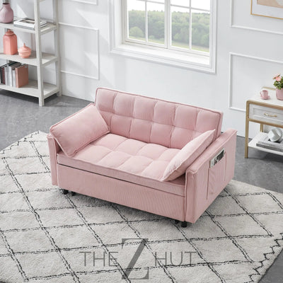 3 in 1 Convertible Sleeper Sofa Bed, Futon Couches for Living Room with Side Pocket | Adjustable Backrest| Velvet Fabric | Pull Out Couch | Loveseat | Sectional Sofa Bed(Black) THE Z HUT