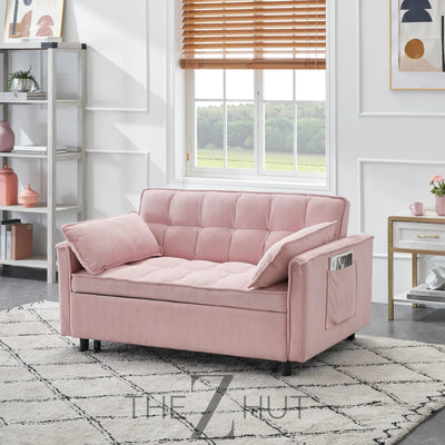 3 in 1 Convertible Sleeper Sofa Bed, Futon Couches for Living Room with Side Pocket | Adjustable Backrest| Velvet Fabric | Pull Out Couch | Loveseat | Sectional Sofa Bed(Black) THE Z HUT