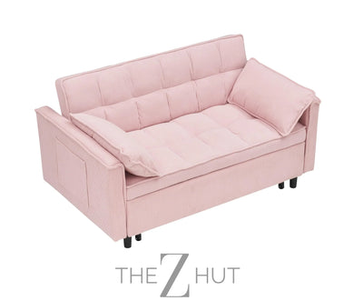 3 in 1 Convertible Sleeper Sofa Bed, Futon Couches for Living Room with Side Pocket | Adjustable Backrest| Velvet Fabric | Pull Out Couch | Loveseat | Sectional Sofa Bed(Black) THE Z HUT