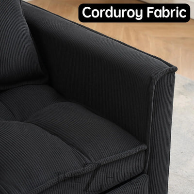 3 in 1 Convertible Sleeper Sofa Bed, Futon Couches for Living Room with Side Pocket | Adjustable Backrest| Velvet Fabric | Pull Out Couch | Loveseat | Sectional Sofa Bed(Black) THE Z HUT