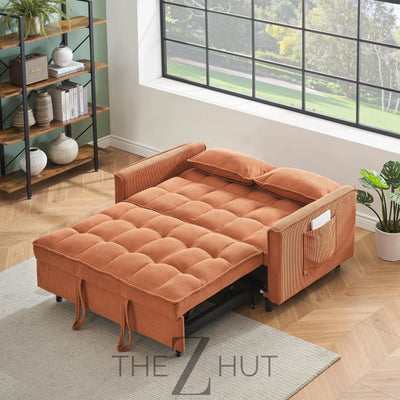 3 in 1 Convertible Sleeper Sofa Bed, Futon Couches for Living Room with Side Pocket | Adjustable Backrest| Velvet Fabric | Pull Out Couch | Loveseat | Sectional Sofa Bed(Black) THE Z HUT