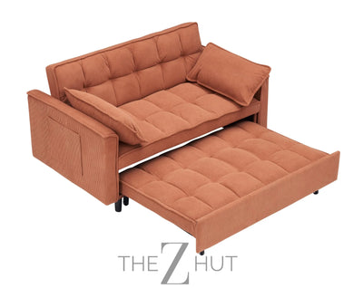 3 in 1 Convertible Sleeper Sofa Bed, Futon Couches for Living Room with Side Pocket | Adjustable Backrest| Velvet Fabric | Pull Out Couch | Loveseat | Sectional Sofa Bed(Black) THE Z HUT