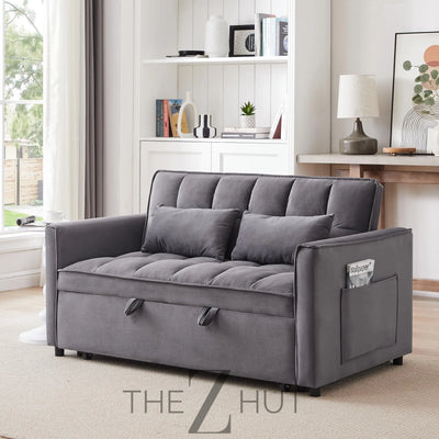 3 in 1 Convertible Sleeper Sofa Bed, Futon Couches for Living Room with Side Pocket | Adjustable Backrest| Velvet Fabric | Pull Out Couch | Loveseat | Sectional Sofa Bed(Black) THE Z HUT