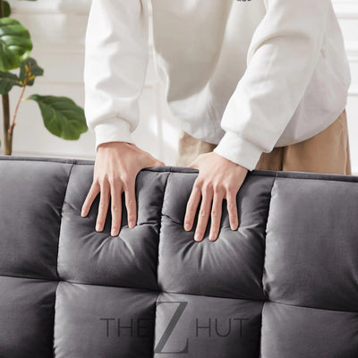 3 in 1 Convertible Sleeper Sofa Bed, Futon Couches for Living Room with Side Pocket | Adjustable Backrest| Velvet Fabric | Pull Out Couch | Loveseat | Sectional Sofa Bed(Black) THE Z HUT