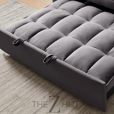 3 in 1 Convertible Sleeper Sofa Bed, Futon Couches for Living Room with Side Pocket | Adjustable Backrest| Velvet Fabric | Pull Out Couch | Loveseat | Sectional Sofa Bed(Black) THE Z HUT