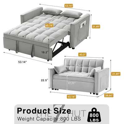 3 in 1 Convertible Sleeper Sofa Bed, Futon Couches for Living Room with Side Pocket | Adjustable Backrest| Velvet Fabric | Pull Out Couch | Loveseat | Sectional Sofa Bed(Black) THE Z HUT