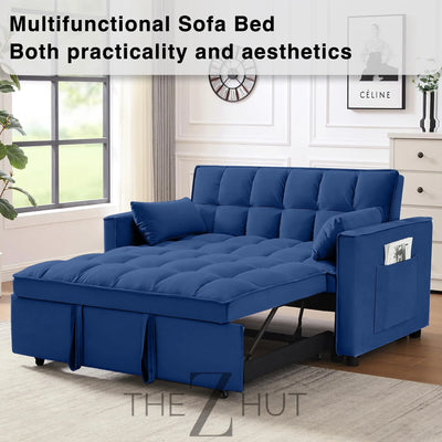 3 in 1 Convertible Sleeper Sofa Bed, Futon Couches for Living Room with Side Pocket | Adjustable Backrest| Velvet Fabric | Pull Out Couch | Loveseat | Sectional Sofa Bed(Black) THE Z HUT