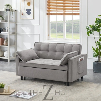 3 in 1 Convertible Sleeper Sofa Bed, Futon Couches for Living Room with Side Pocket | Adjustable Backrest| Velvet Fabric | Pull Out Couch | Loveseat | Sectional Sofa Bed(Black) THE Z HUT