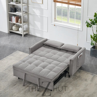 3 in 1 Convertible Sleeper Sofa Bed, Futon Couches for Living Room with Side Pocket | Adjustable Backrest| Velvet Fabric | Pull Out Couch | Loveseat | Sectional Sofa Bed(Black) THE Z HUT