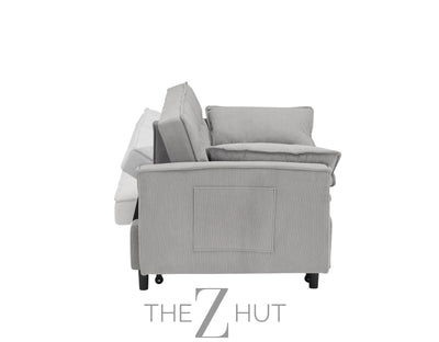 3 in 1 Convertible Sleeper Sofa Bed, Futon Couches for Living Room with Side Pocket | Adjustable Backrest| Velvet Fabric | Pull Out Couch | Loveseat | Sectional Sofa Bed(Black) THE Z HUT