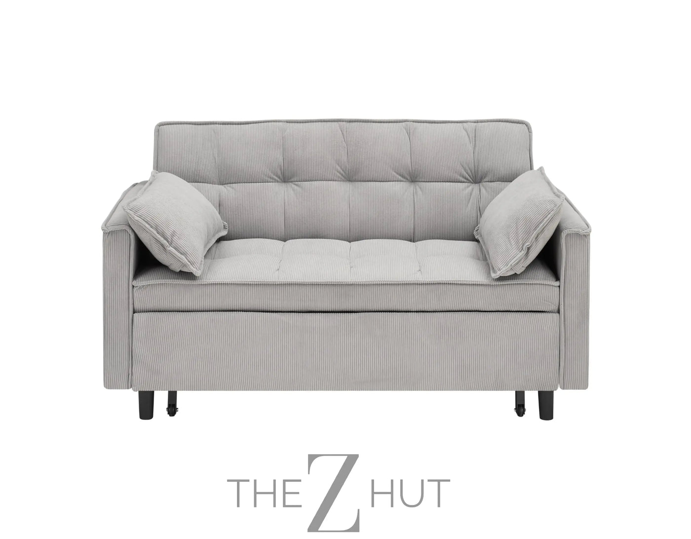 3 in 1 Convertible Sleeper Sofa Bed, Futon Couches for Living Room with Side Pocket | Adjustable Backrest| Velvet Fabric | Pull Out Couch | Loveseat | Sectional Sofa Bed(Black) THE Z HUT