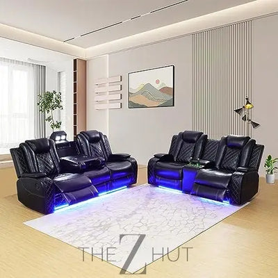 A Ainehome Furniture 3PC Sectional Sofa Living Room Office Sofa Set Electric Motion Sofa Loveseat Reclining Sofa(A-Grey, 3 Piece Set) THE Z HUT