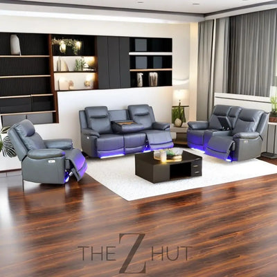 A Ainehome Furniture 3PC Sectional Sofa Living Room Office Sofa Set Electric Motion Sofa Loveseat Reclining Sofa(A-Grey, 3 Piece Set) THE Z HUT