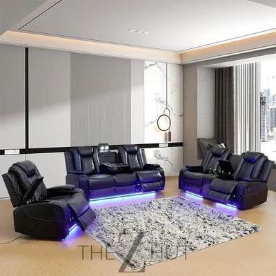 A Ainehome Furniture 3PC Sectional Sofa Living Room Office Sofa Set Electric Motion Sofa Loveseat Reclining Sofa(A-Grey, 3 Piece Set) THE Z HUT