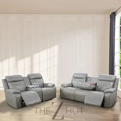 A Ainehome Furniture 3PC Sectional Sofa Living Room Office Sofa Set Electric Motion Sofa Loveseat Reclining Sofa(A-Grey, 3 Piece Set) THE Z HUT