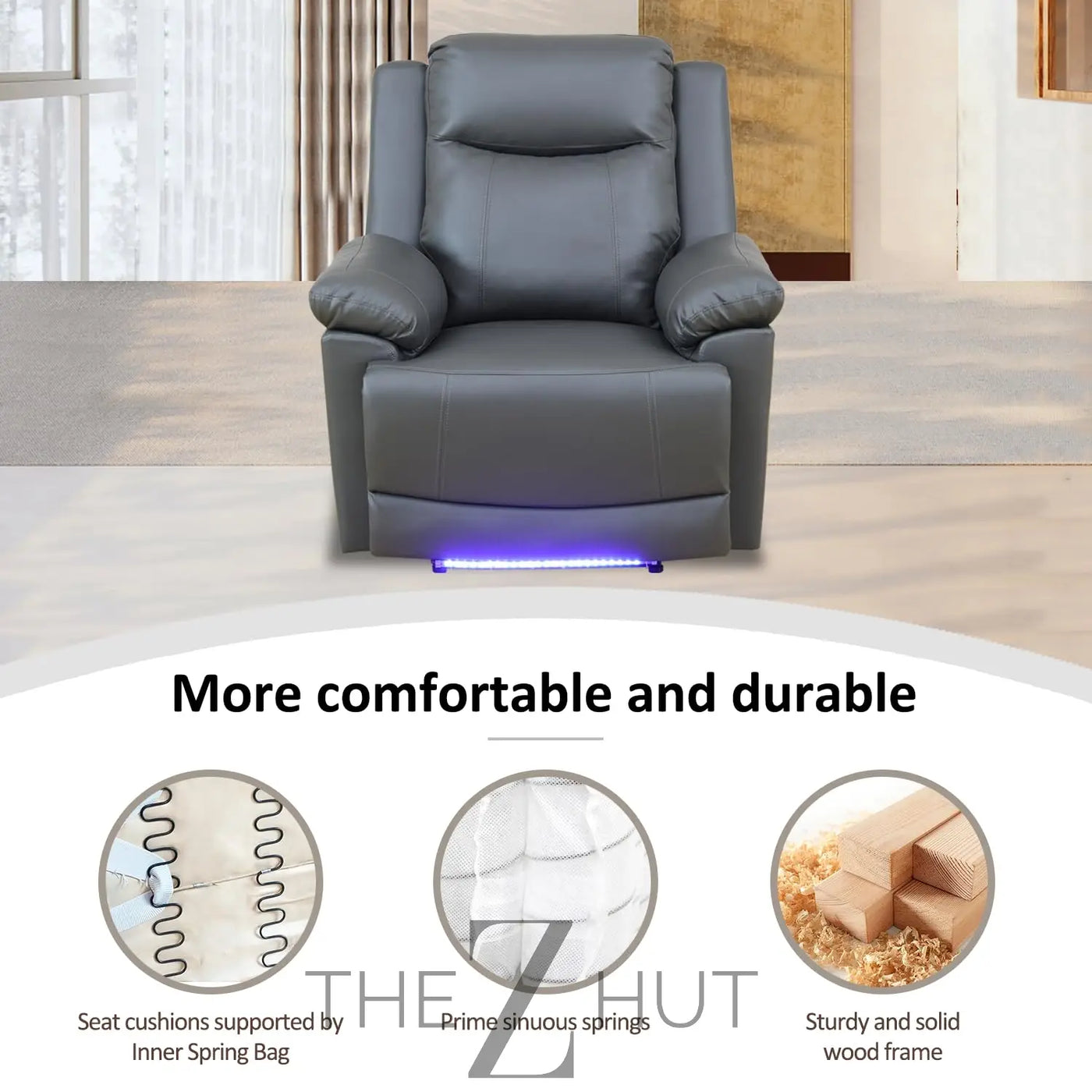 A Ainehome Furniture 3PC Sectional Sofa Living Room Office Sofa Set Electric Motion Sofa Loveseat Reclining Sofa(A-Grey, 3 Piece Set) THE Z HUT