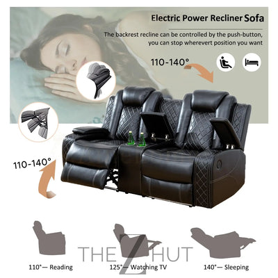 A Ainehome Furniture 3PC Sectional Sofa Living Room Office Sofa Set Electric Motion Sofa Loveseat Reclining Sofa(A-Grey, 3 Piece Set) THE Z HUT