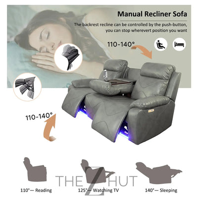 A Ainehome Furniture 3PC Sectional Sofa Living Room Office Sofa Set Electric Motion Sofa Loveseat Reclining Sofa(A-Grey, 3 Piece Set) THE Z HUT