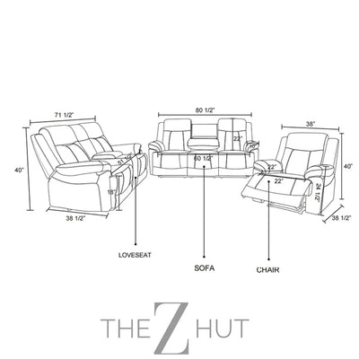 A Ainehome Furniture 3PC Sectional Sofa Living Room Office Sofa Set Electric Motion Sofa Loveseat Reclining Sofa(A-Grey, 3 Piece Set) THE Z HUT