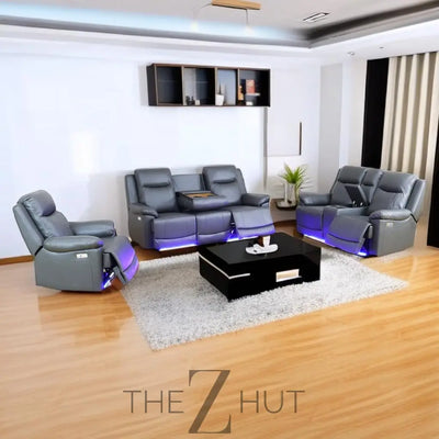 A Ainehome Furniture 3PC Sectional Sofa Living Room Office Sofa Set Electric Motion Sofa Loveseat Reclining Sofa(A-Grey, 3 Piece Set) THE Z HUT