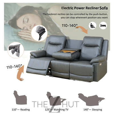 A Ainehome Furniture 3PC Sectional Sofa Living Room Office Sofa Set Electric Motion Sofa Loveseat Reclining Sofa(A-Grey, 3 Piece Set) THE Z HUT