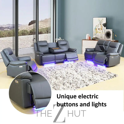 A Ainehome Furniture 3PC Sectional Sofa Living Room Office Sofa Set Electric Motion Sofa Loveseat Reclining Sofa(A-Grey, 3 Piece Set) THE Z HUT