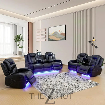 A Ainehome Furniture 3PC Sectional Sofa Living Room Office Sofa Set Electric Motion Sofa Loveseat Reclining Sofa(A-Grey, 3 Piece Set) THE Z HUT