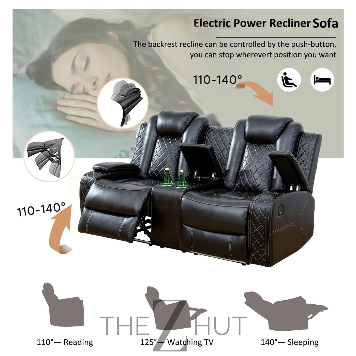 A Ainehome Furniture 3PC Sectional Sofa Living Room Office Sofa Set Electric Motion Sofa Loveseat Reclining Sofa(A-Grey, 3 Piece Set) THE Z HUT