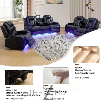 A Ainehome Furniture 3PC Sectional Sofa Living Room Office Sofa Set Electric Motion Sofa Loveseat Reclining Sofa(A-Grey, 3 Piece Set) THE Z HUT