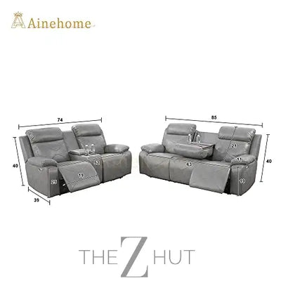 A Ainehome Furniture 3PC Sectional Sofa Living Room Office Sofa Set Electric Motion Sofa Loveseat Reclining Sofa(A-Grey, 3 Piece Set) THE Z HUT