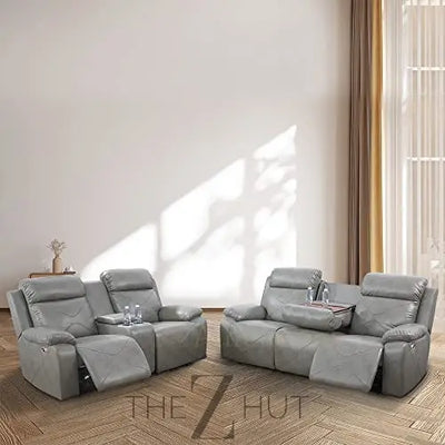 A Ainehome Furniture 3PC Sectional Sofa Living Room Office Sofa Set Electric Motion Sofa Loveseat Reclining Sofa(A-Grey, 3 Piece Set) THE Z HUT