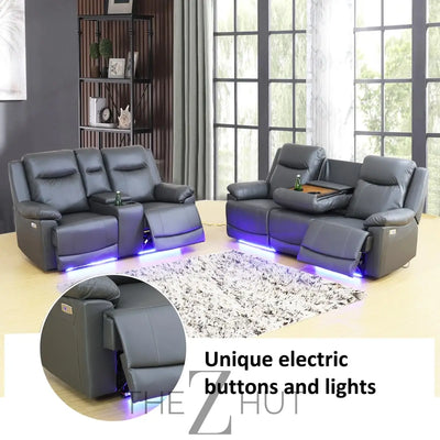 A Ainehome Furniture 3PC Sectional Sofa Living Room Office Sofa Set Electric Motion Sofa Loveseat Reclining Sofa(A-Grey, 3 Piece Set) THE Z HUT