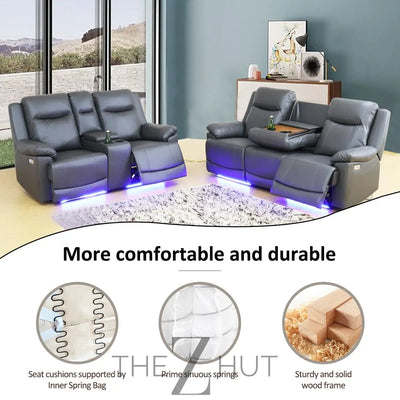 A Ainehome Furniture 3PC Sectional Sofa Living Room Office Sofa Set Electric Motion Sofa Loveseat Reclining Sofa(A-Grey, 3 Piece Set) THE Z HUT