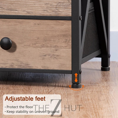 AMHANCIBLE Night Stand Set 2, LED Nightstand with Charging Station, End Side Tables with USB Port & Outlet, Bedside Table with Fabric Drawers for Bedroom Living Room, Black, HET053LBK THE Z HUT