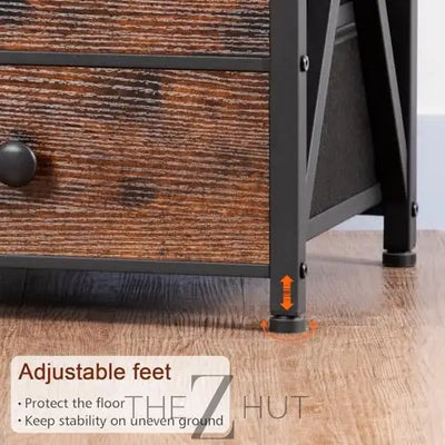AMHANCIBLE Night Stand Set 2, LED Nightstand with Charging Station, End Side Tables with USB Port & Outlet, Bedside Table with Fabric Drawers for Bedroom Living Room, Black, HET053LBK THE Z HUT