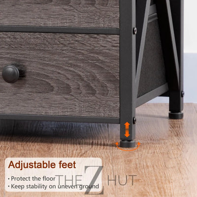 AMHANCIBLE Night Stand Set 2, LED Nightstand with Charging Station, End Side Tables with USB Port & Outlet, Bedside Table with Fabric Drawers for Bedroom Living Room, Black, HET053LBK THE Z HUT