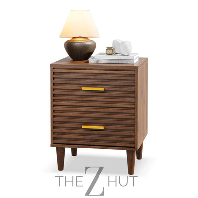 Alohappy Nightstands Set of 2, Mid Century Modern Night Stands, Fluted Bedside Table for Bedroom, Side End Table with Storage Drawers, Vintage Wood Accent Table for Living Room, Brown 2pcs THE Z HUT