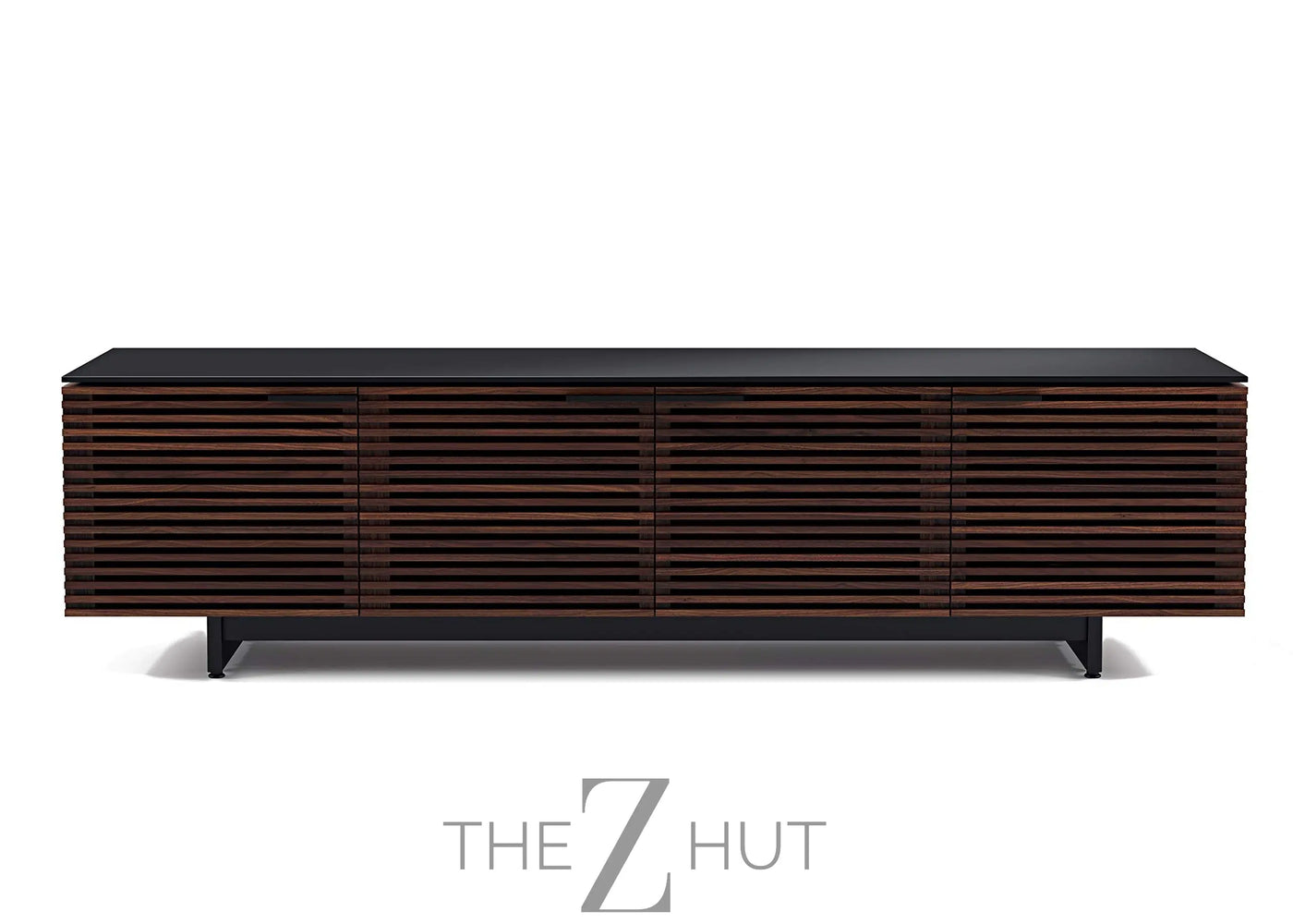 BDI Furniture Corridor 8173-79.25'' TV Stand for TVs up to 85" with Soundbar Shelf, Adjustable Shelves, Cable Management, Ventilation, Tempered Glass Top, Chocolate Stained Walnut THE Z HUT