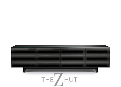 BDI Furniture Corridor 8173-79.25'' TV Stand for TVs up to 85" with Soundbar Shelf, Adjustable Shelves, Cable Management, Ventilation, Tempered Glass Top, Chocolate Stained Walnut THE Z HUT