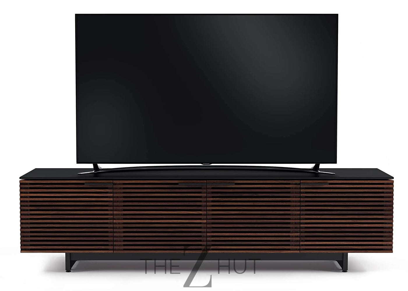 BDI Furniture Corridor 8173-79.25'' TV Stand for TVs up to 85" with Soundbar Shelf, Adjustable Shelves, Cable Management, Ventilation, Tempered Glass Top, Chocolate Stained Walnut THE Z HUT
