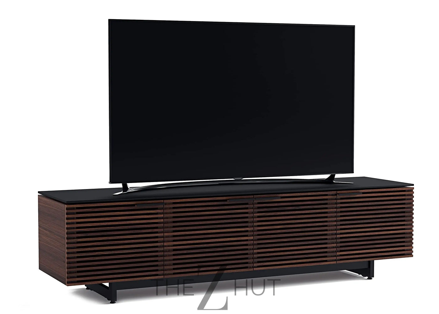 BDI Furniture Corridor 8173-79.25'' TV Stand for TVs up to 85" with Soundbar Shelf, Adjustable Shelves, Cable Management, Ventilation, Tempered Glass Top, Chocolate Stained Walnut THE Z HUT