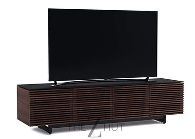 BDI Furniture Corridor 8173-79.25'' TV Stand for TVs up to 85" with Soundbar Shelf, Adjustable Shelves, Cable Management, Ventilation, Tempered Glass Top, Chocolate Stained Walnut THE Z HUT